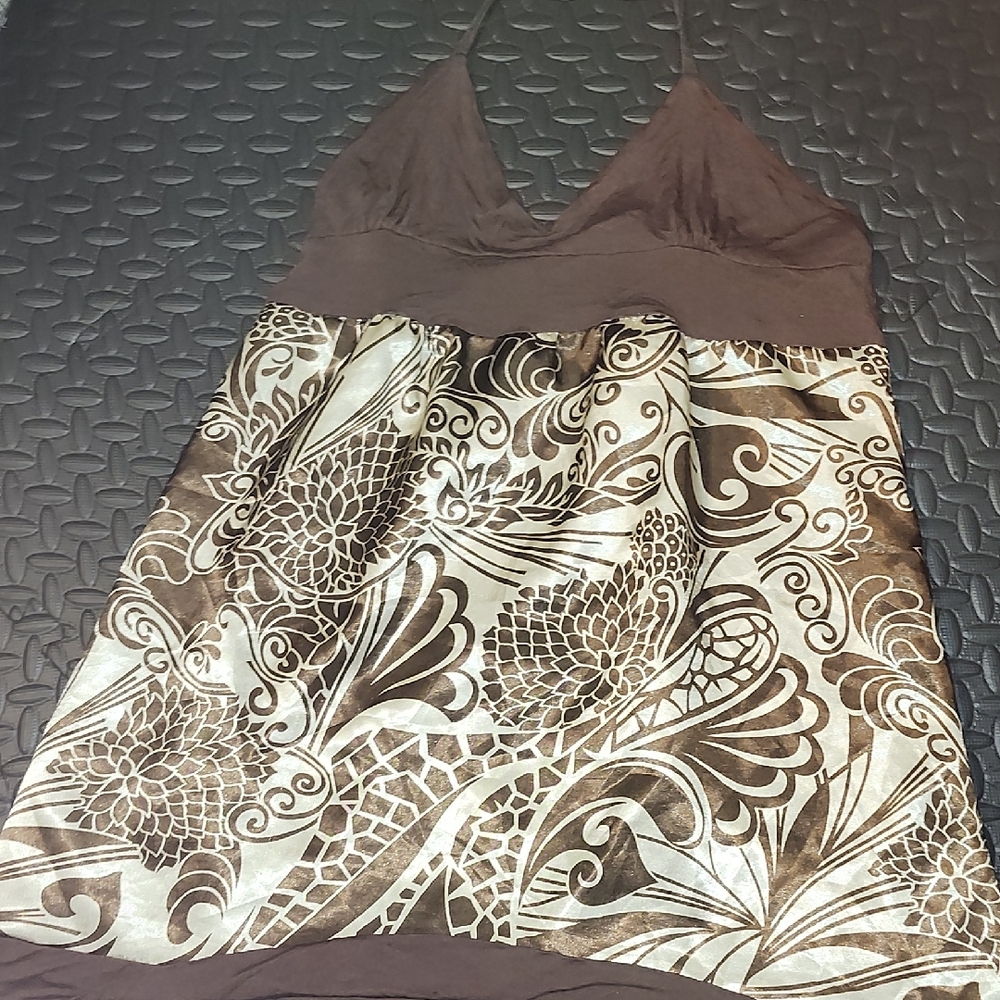 Cynthia Mehra Brown and Cream Camisole Top